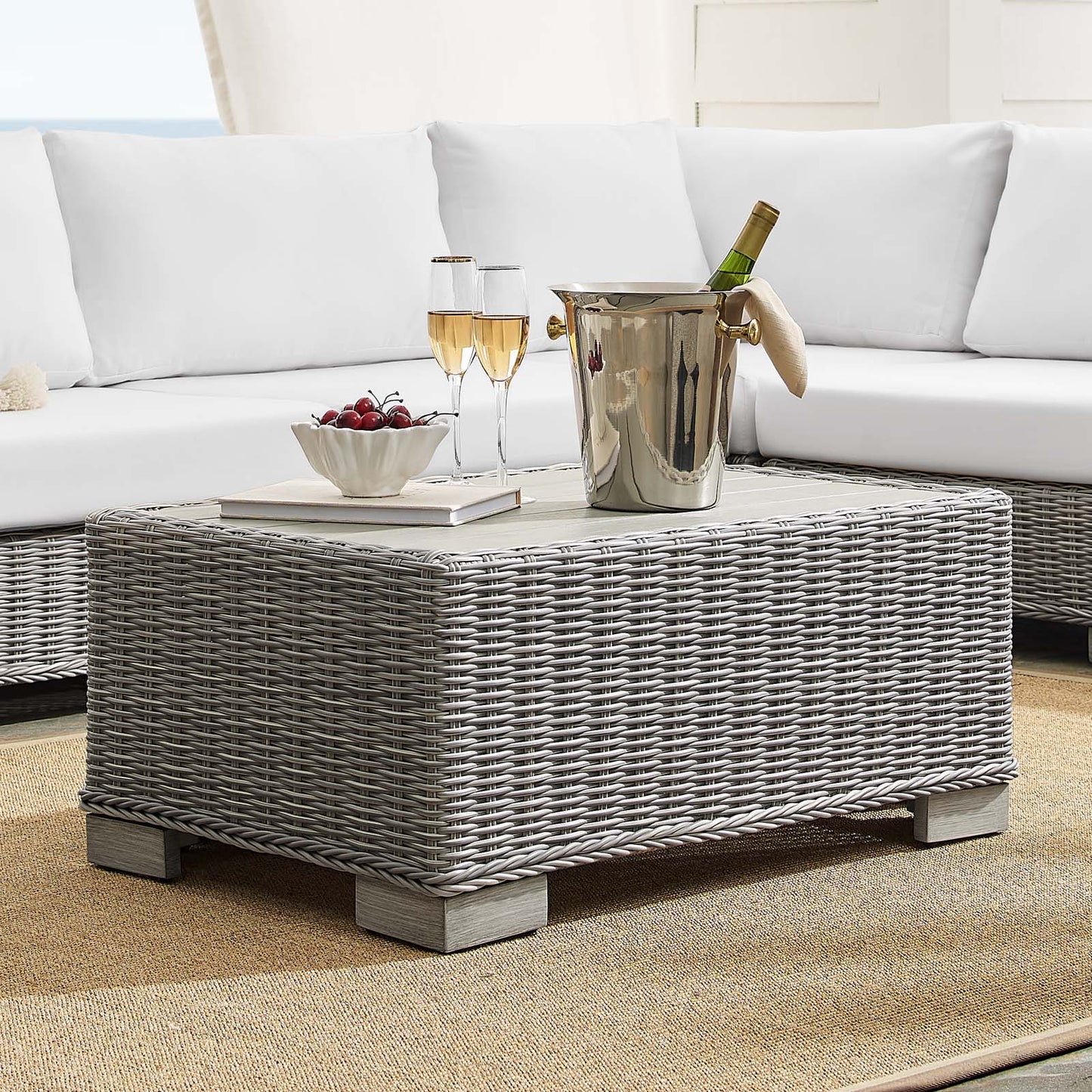 Conway Sunbrella Outdoor Patio Wicker Rattan 7-Piece Sectional Sofa Set by Modway