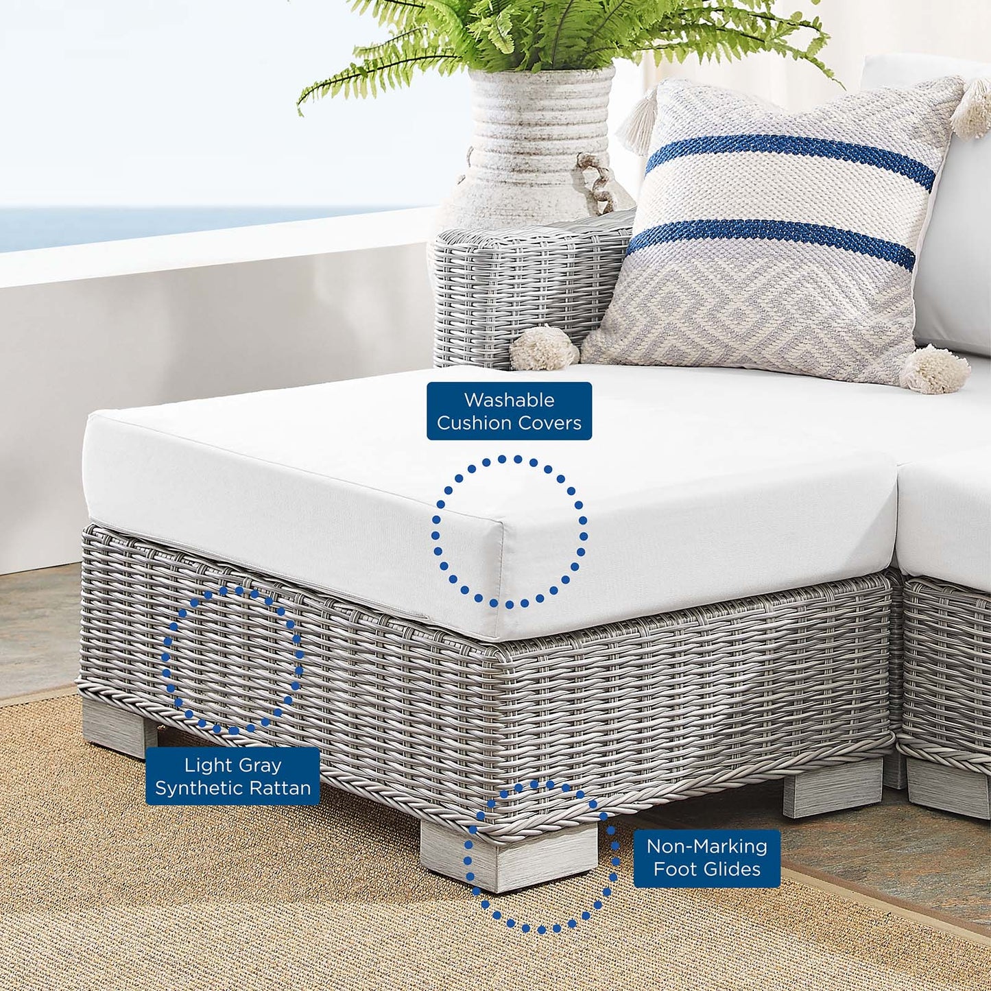 Conway Sunbrella Outdoor Patio Wicker Rattan 6-Piece Furniture Set by Modway