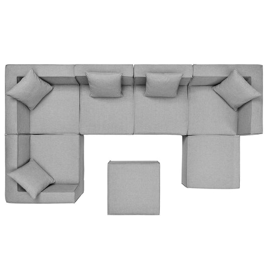 Saybrook Outdoor Patio Upholstered 7-Piece Sectional Sofa Gray by Modway