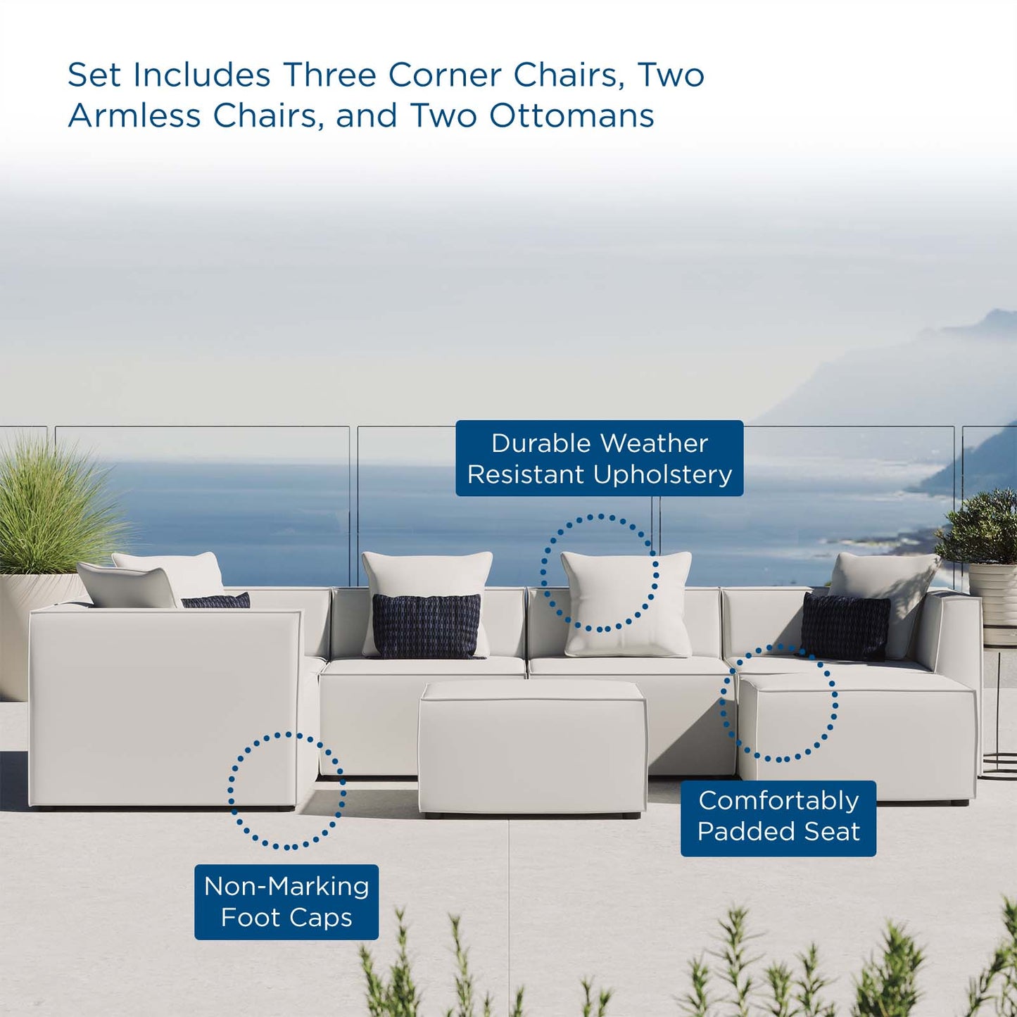 Saybrook Outdoor Patio Upholstered 7-Piece Sectional Sofa by Modway