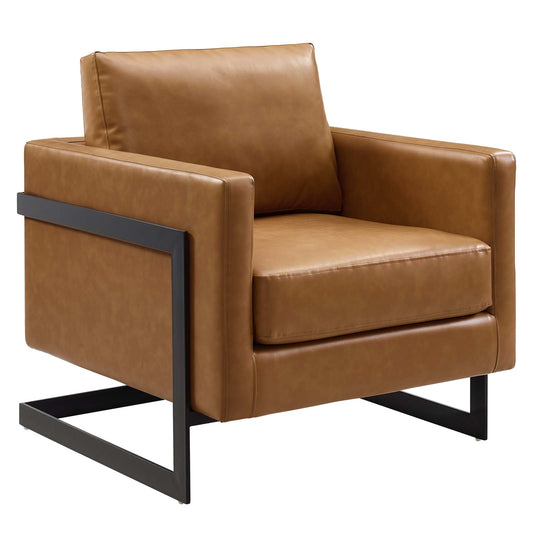 Posse Vegan Leather Accent Chair Black Tan by Modway