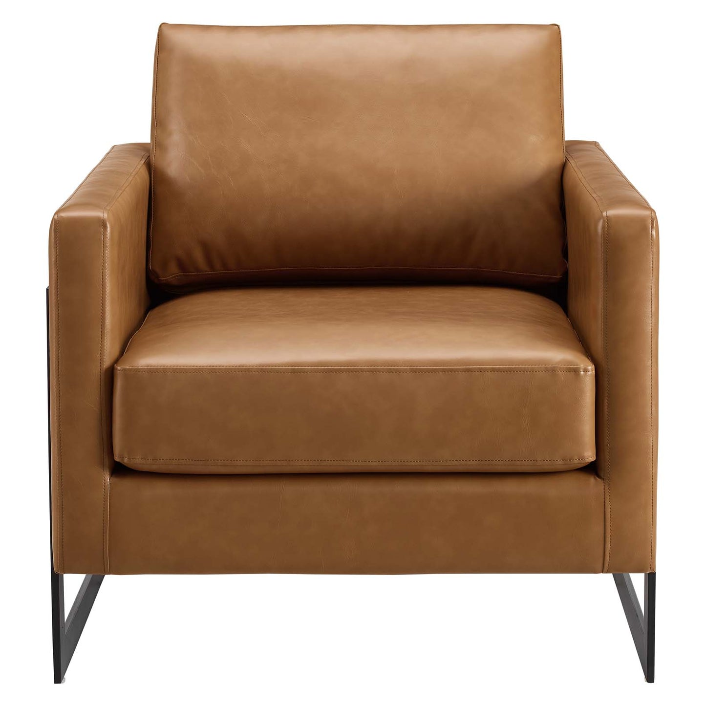 Posse Vegan Leather Accent Chair Black Tan by Modway