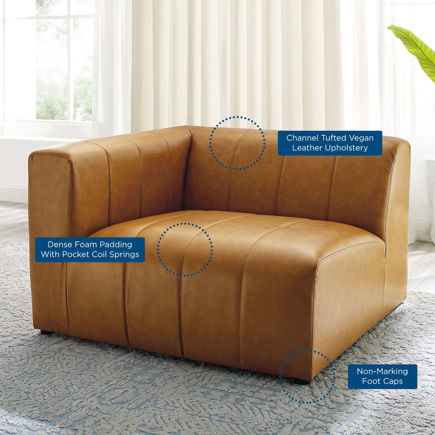 Bartlett Vegan Leather LeftArm Chair Tan by Modway