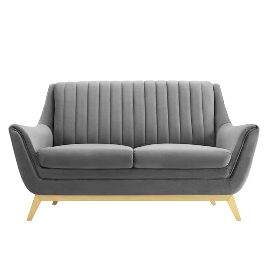 Winsome Channel Tufted Performance Velvet Loveseat Gray by Modway