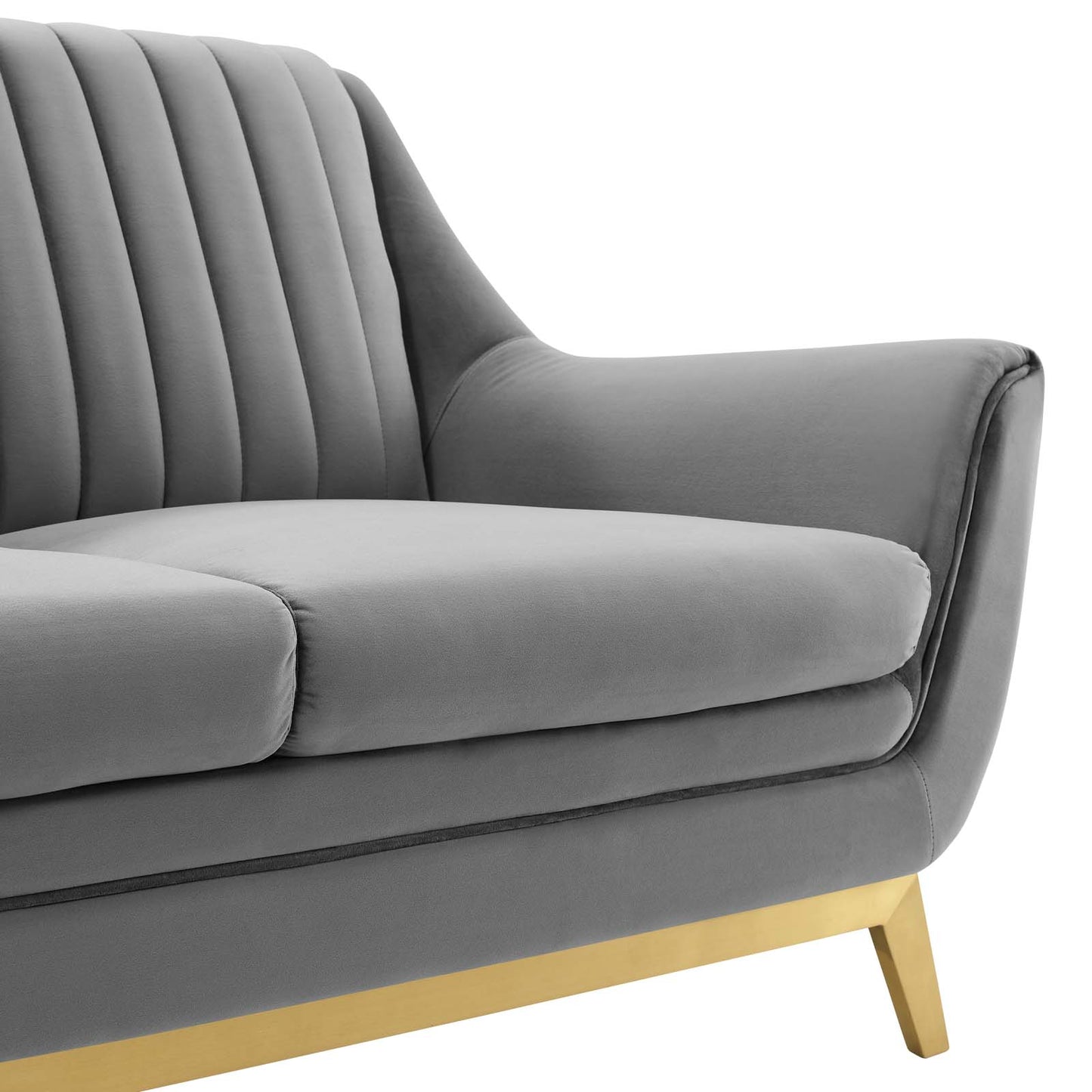 Winsome Channel Tufted Performance Velvet Loveseat Gray by Modway