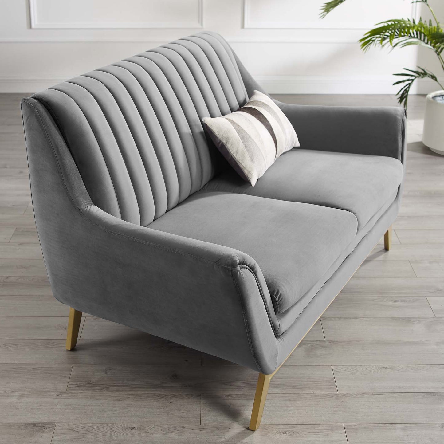 Winsome Channel Tufted Performance Velvet Loveseat Gray by Modway