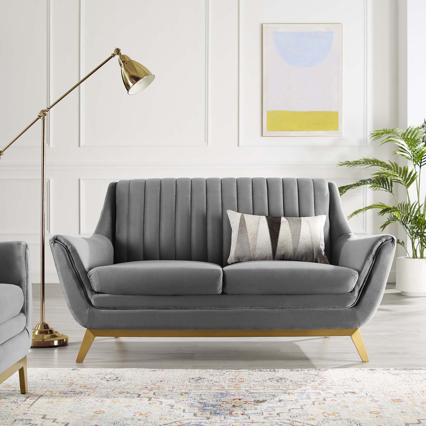Winsome Channel Tufted Performance Velvet Loveseat Gray by Modway