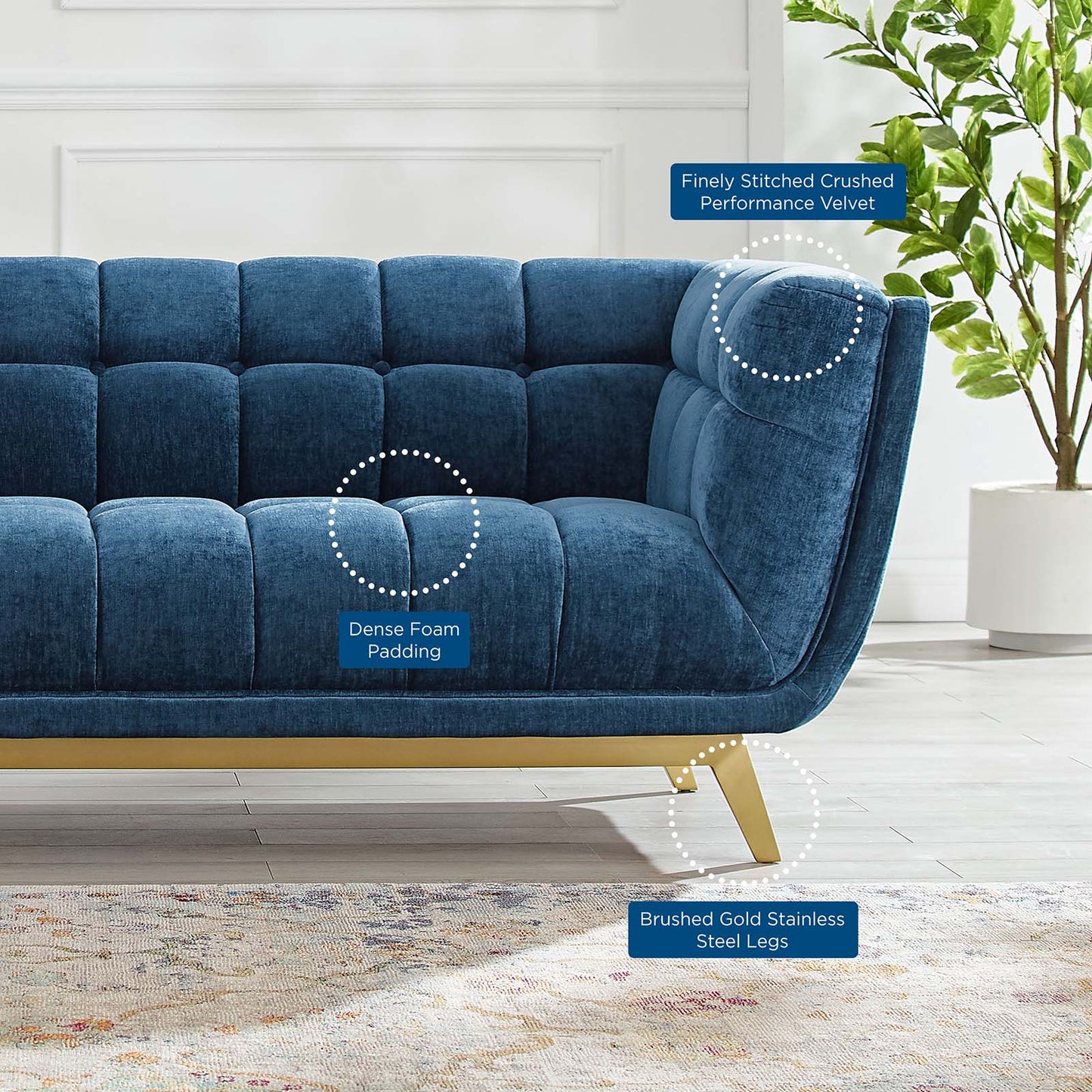 Bestow Crushed Performance Velvet Sofa | Polyester by Modway