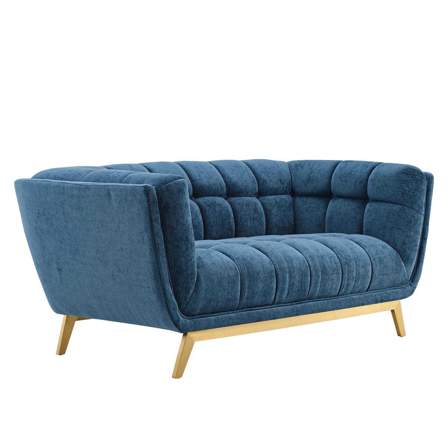 Bestow Crushed Performance Velvet Loveseat Navy | Polyester by Modway