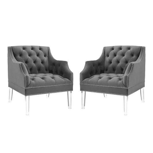 Proverbial Armchair Performance Velvet Set of 2 by Modway