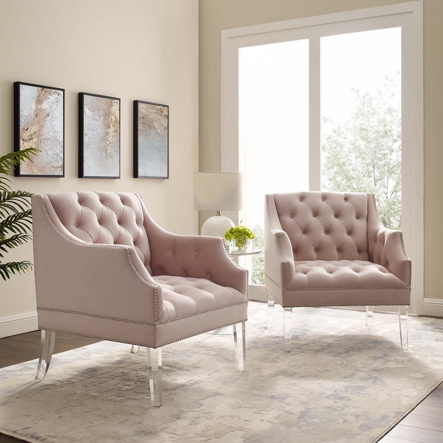 Proverbial Armchair Performance Velvet Set of 2 by Modway