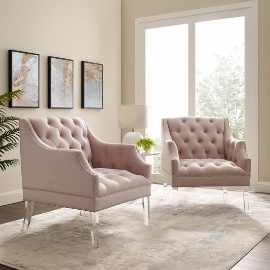 Proverbial Armchair Performance Velvet Set of 2 by Modway