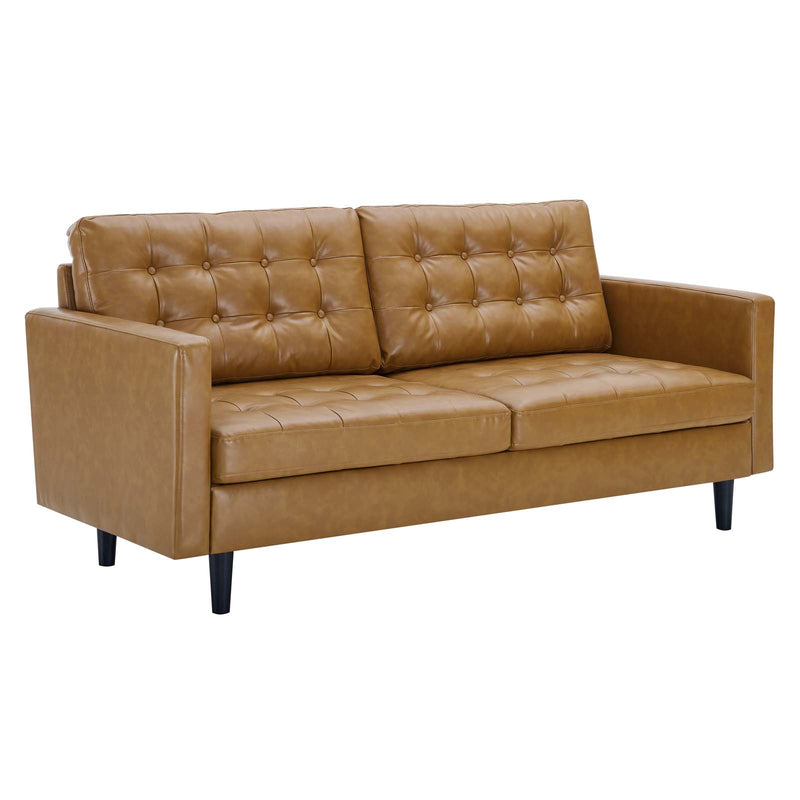 Exalt Tufted Vegan Leather Sofa in Tan by Modway