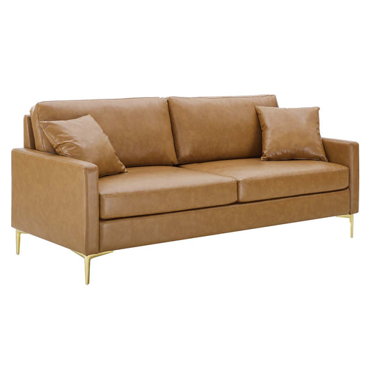 Juliana Vegan Leather Sofa Tan by Modway