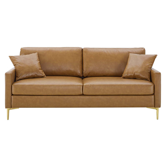Juliana Vegan Leather Sofa Tan by Modway