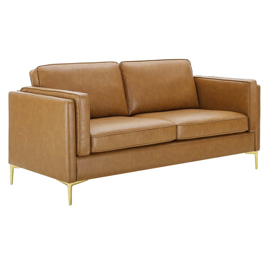 Kaiya Vegan Leather Sofa Tan by Modway