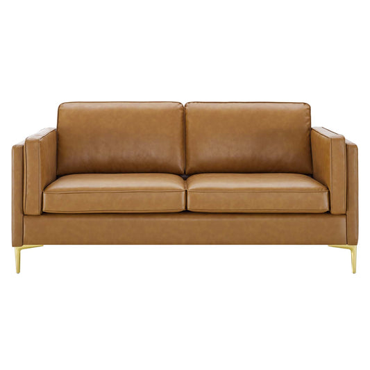 Kaiya Vegan Leather Sofa Tan by Modway