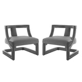 Requisite Armchair Performance Velvet Set of 2 Gray by Modway
