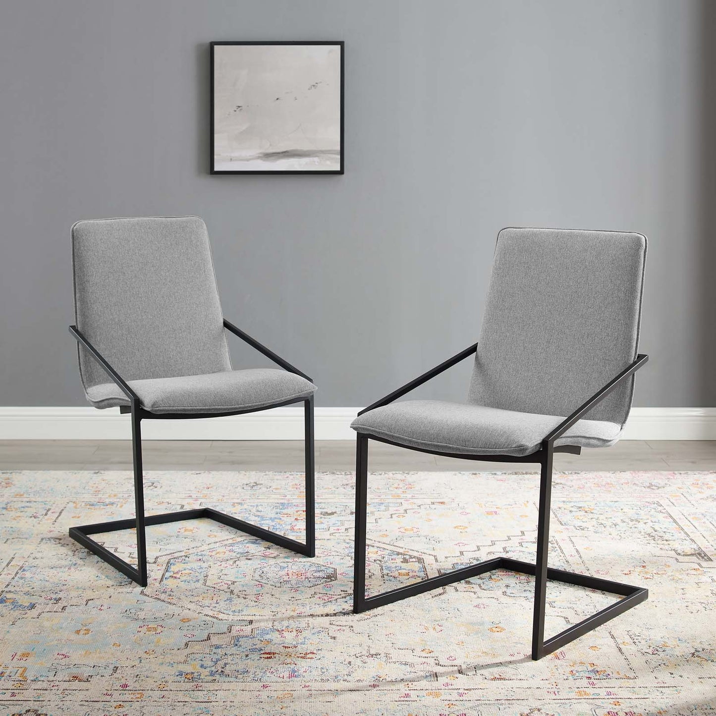 Pitch Dining Armchair Upholstered Fabric Set of 2 by Modway