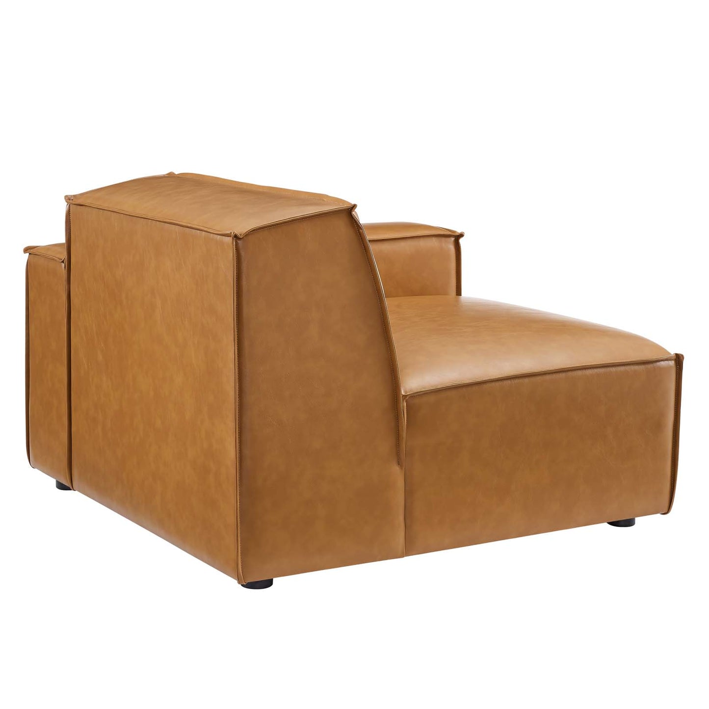 Restore Left-Arm Vegan Leather Sectional Sofa Chair Tan by Modway