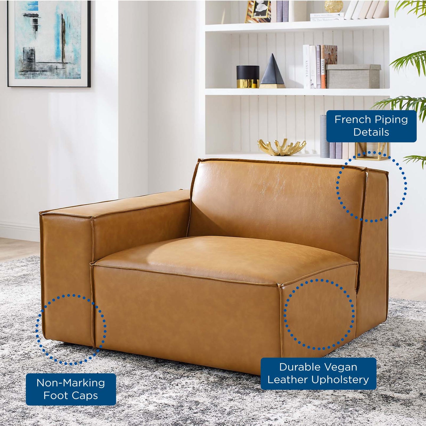 Restore RightArm Vegan Leather Sectional Sofa Chair Tan by Modway