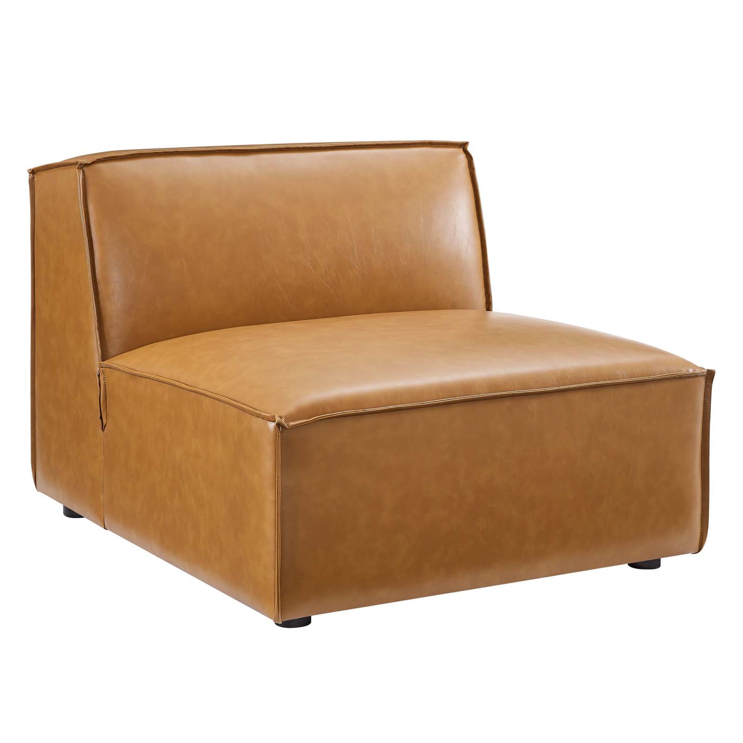 Restore Vegan Leather Sectional Sofa Armless Chair Tan by Modway