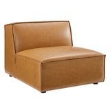 Restore Vegan Leather Sectional Sofa Armless Chair Tan by Modway