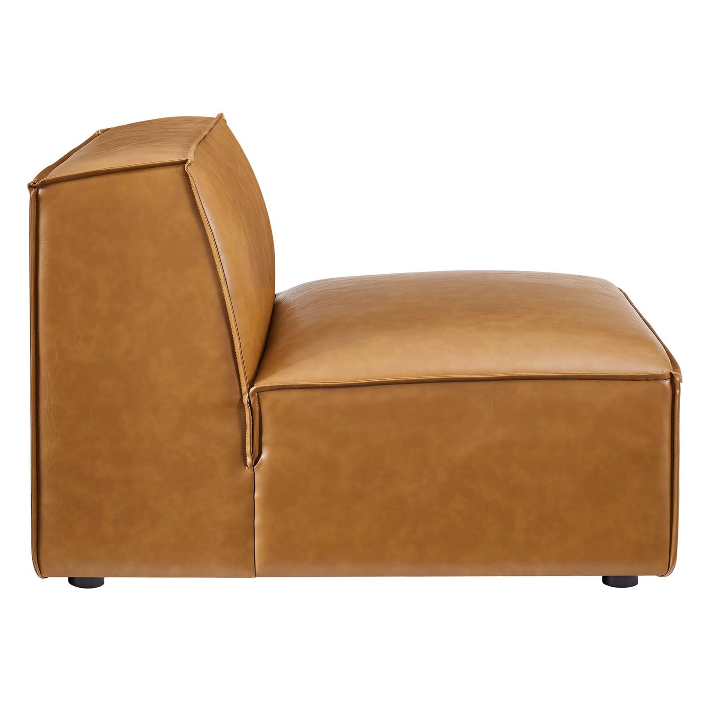 Restore Vegan Leather Sectional Sofa Armless Chair Tan by Modway