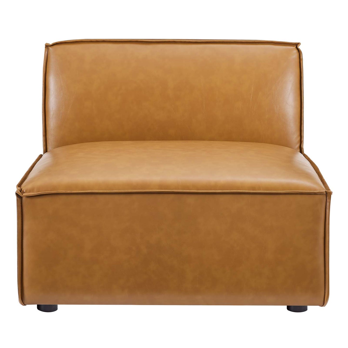 Restore Vegan Leather Sectional Sofa Armless Chair Tan by Modway