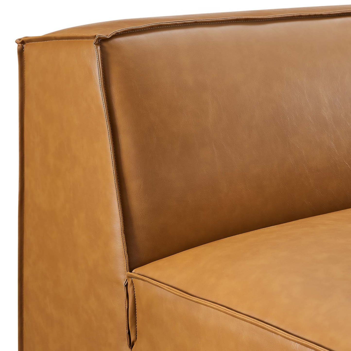 Restore Vegan Leather Sectional Sofa Armless Chair Tan by Modway