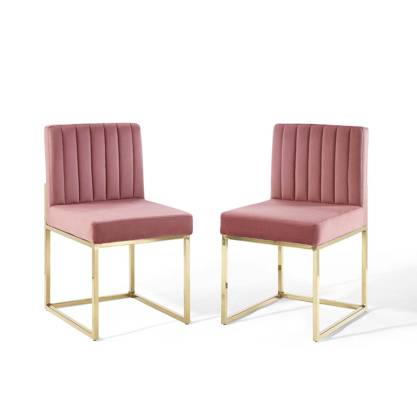 Carriage Dining Chair Performance Velvet Set of 2 | Polyester by Modway