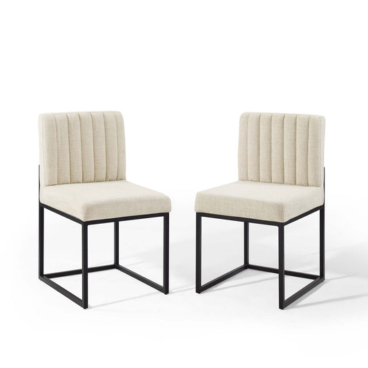 Carriage Dining Chair Upholstered Fabric Set of 2 | Polyester by Modway