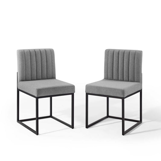Carriage Dining Chair Upholstered Fabric Set of 2 | Polyester by Modway