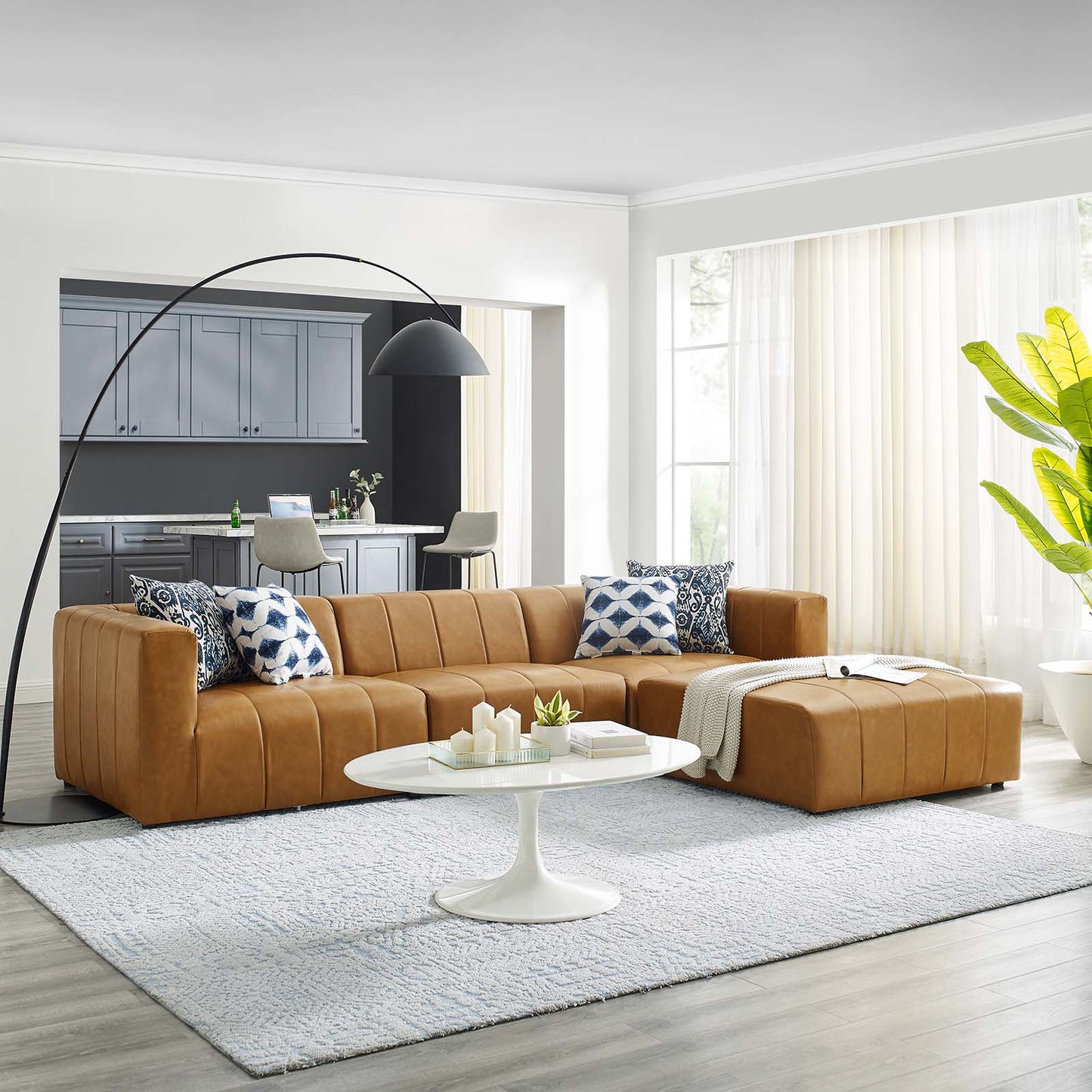 Bartlett Vegan Leather 4Piece Sectional Sofa Tan by Modway