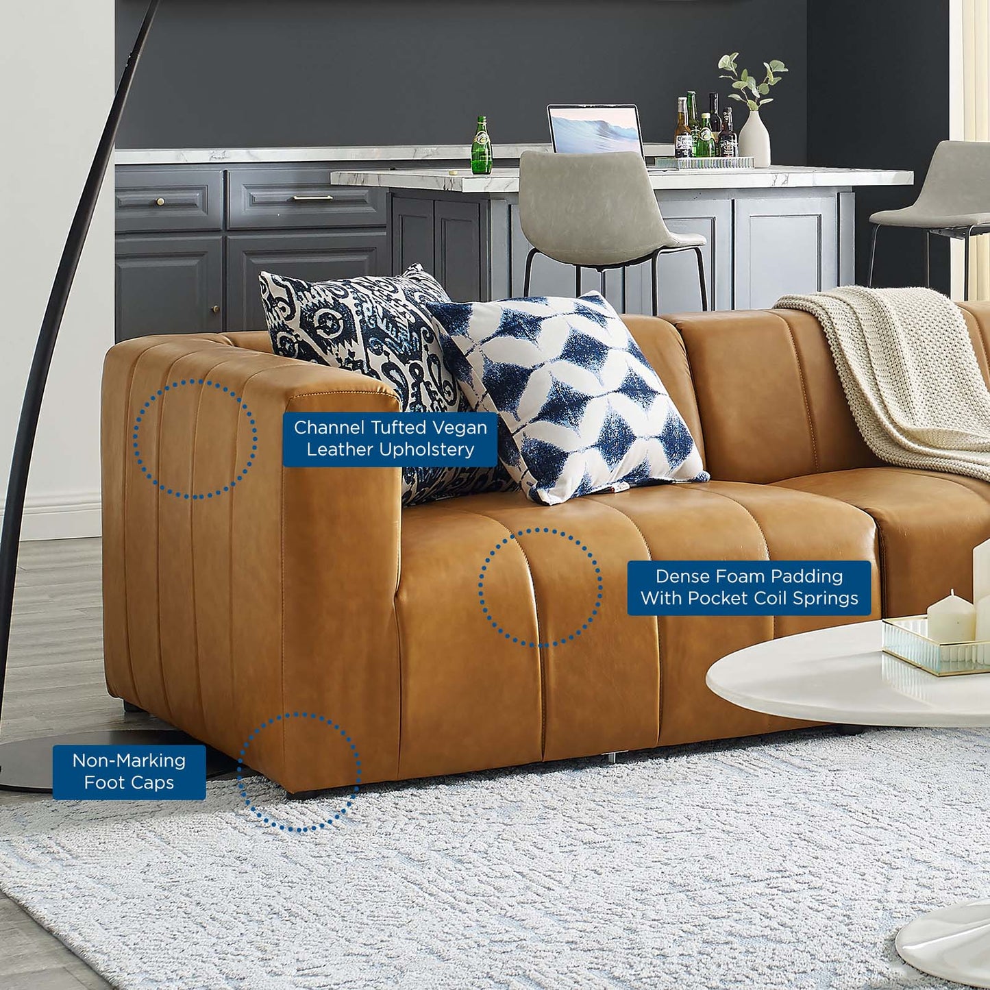 Bartlett Vegan Leather 4Piece Sectional Sofa Tan by Modway