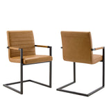 Savoy Vegan Leather Dining Chairs - Set of 2 Tan by Modway