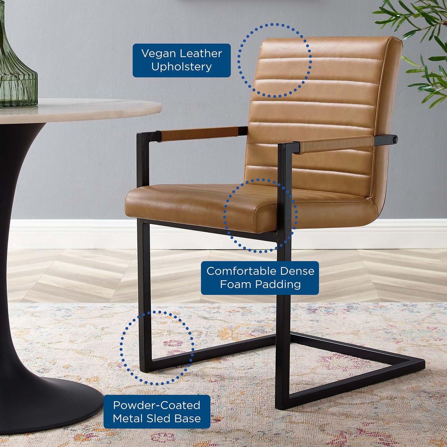 Savoy Vegan Leather Dining Chairs - Set of 2 Tan by Modway
