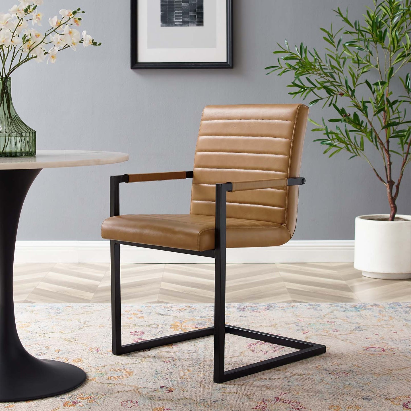 Savoy Vegan Leather Dining Chairs - Set of 2 Tan by Modway