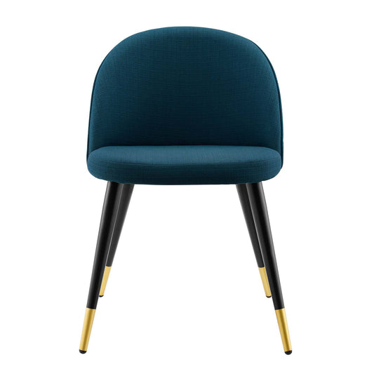 Cordial Upholstered Fabric Dining Chairs - Set of 2 Azure | Polyester by Modway