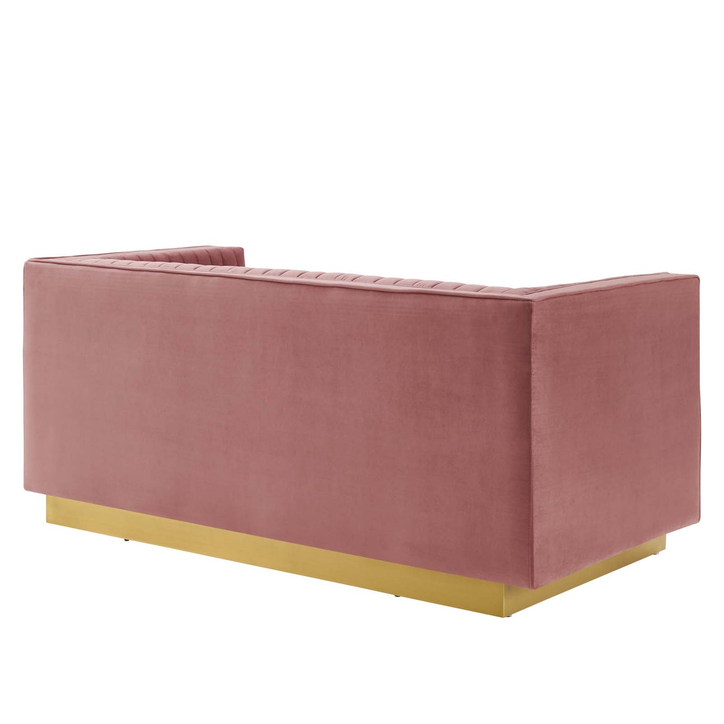 Sanguine Vertical Channel Tufted Performance Velvet Loveseat Dusty Rose by Modway