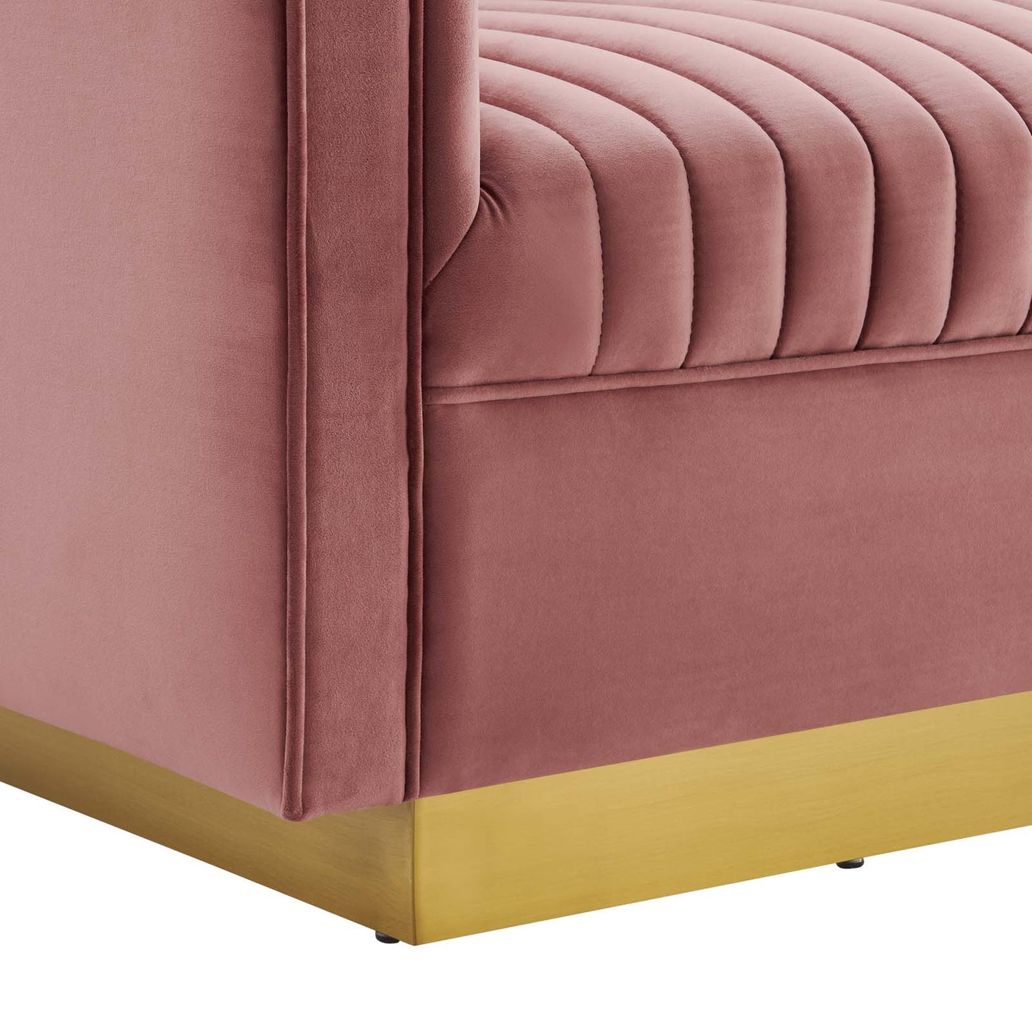 Sanguine Vertical Channel Tufted Performance Velvet Loveseat Dusty Rose by Modway