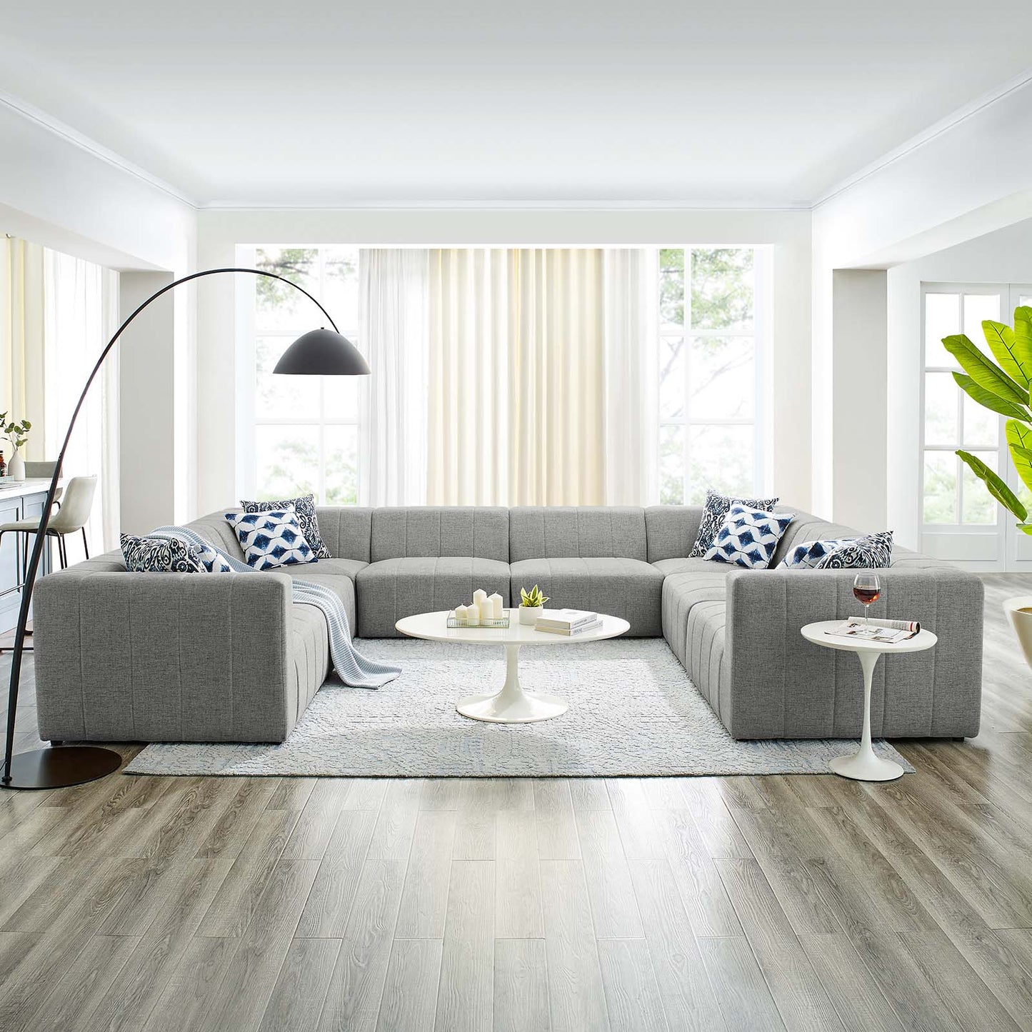 Bartlett Upholstered Fabric 8-Piece Sectional Sofa | Polyester by Modway