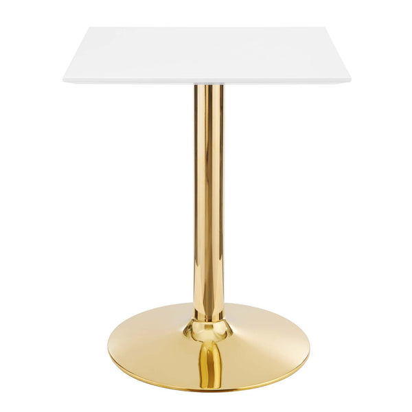 Verne 24" Square Dining Table in Gold White by Modway