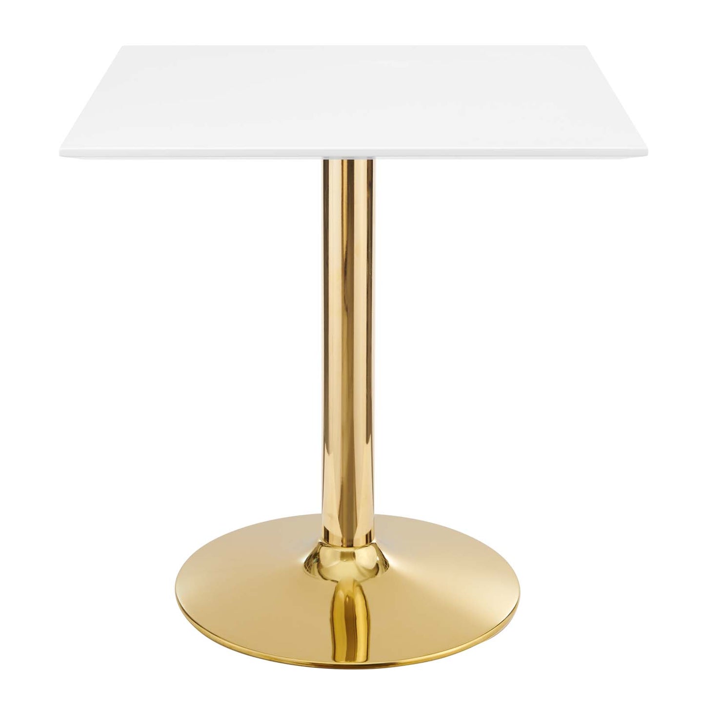 Verne 28" Square Dining Table in Gold White by Modway