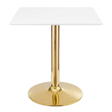 Verne 28" Square Dining Table in Gold White by Modway