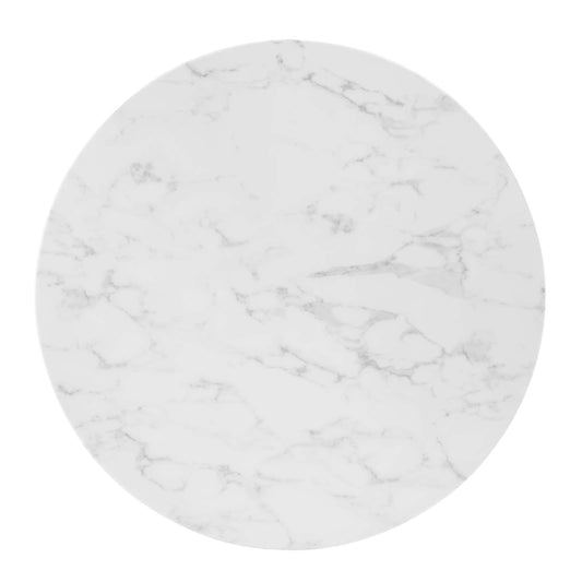 Verne 35" Artificial Marble Dining Table in White by Modway