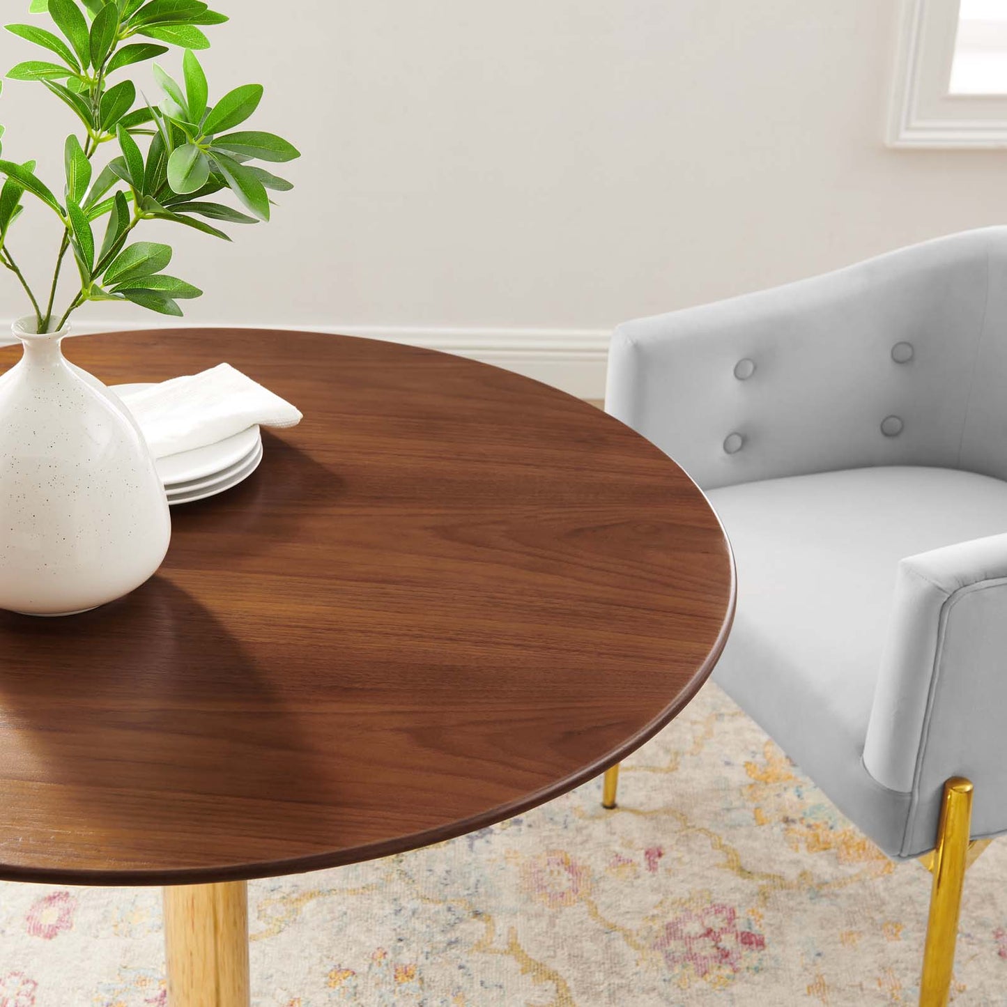 Verne 35" Dining Table in Gold White by Modway