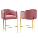 Savour Tufted Performance Velvet Bar Stool Set of 2 by Modway