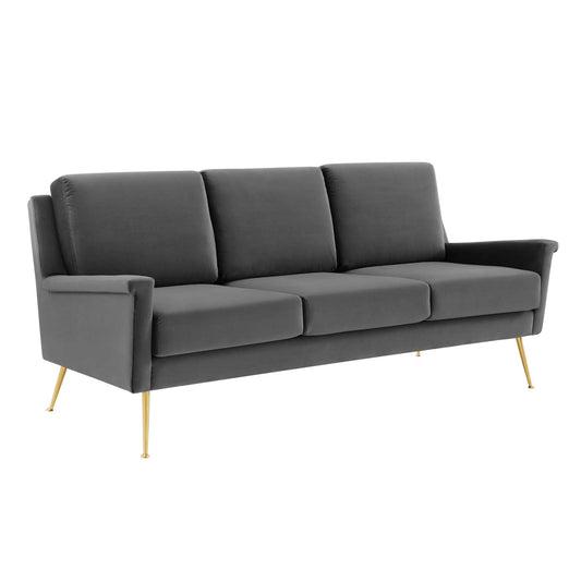 Chesapeake Performance Velvet Sofa Gold Gray by Modway