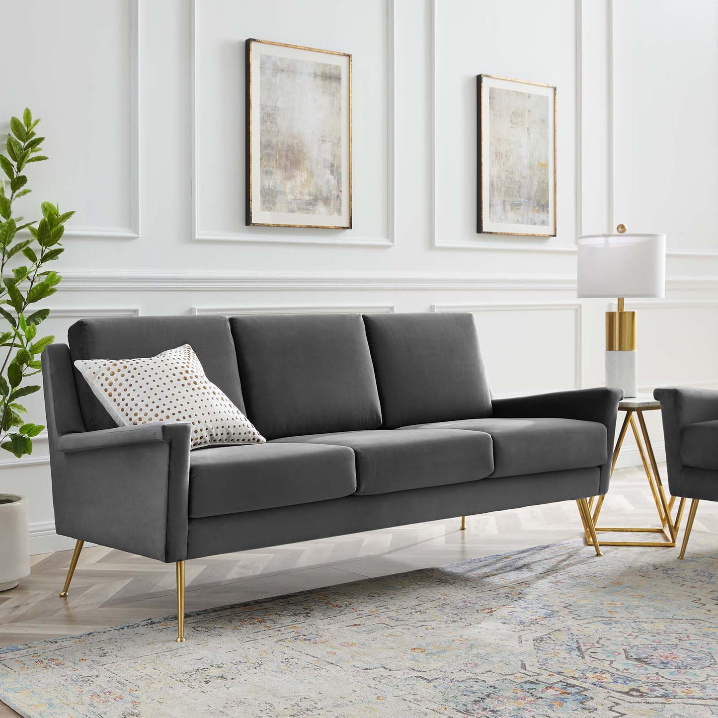 Chesapeake Performance Velvet Sofa Gold Gray by Modway